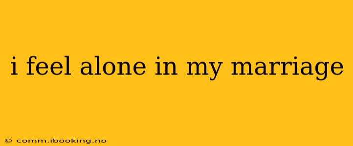 i feel alone in my marriage